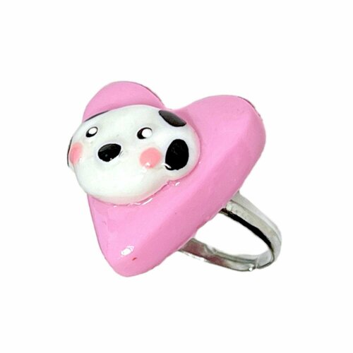 Кольцо ручной работы незамкнутое Сердце с собачкой полимерная глина 1139₽