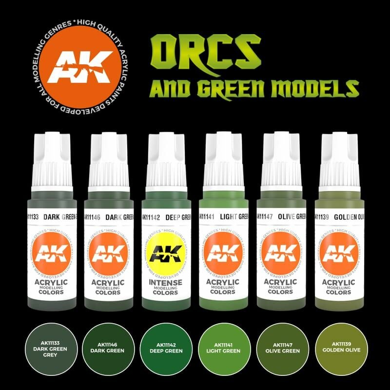 Набор акриловых красок AK Interactive Orcs and Green Models Set — фото 1