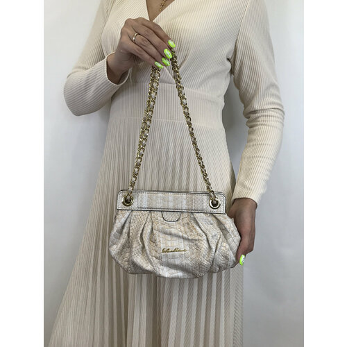 Сумка клатч Wanlima, фактура под рептилию, рельефная, бежевый