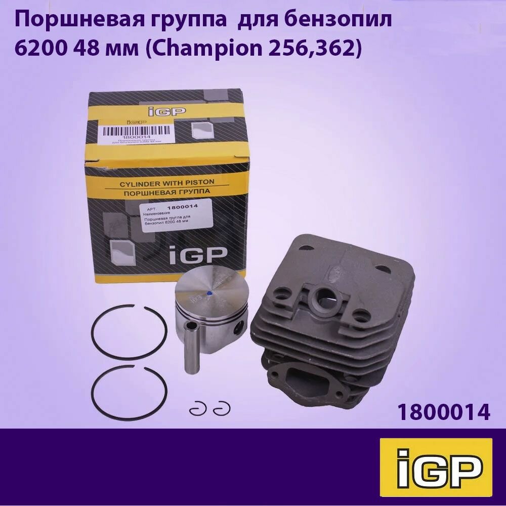 Поршневая группа (ЦПГ) для бензопил 6200 48 мм (Champion 256,362) , IGP 1800014