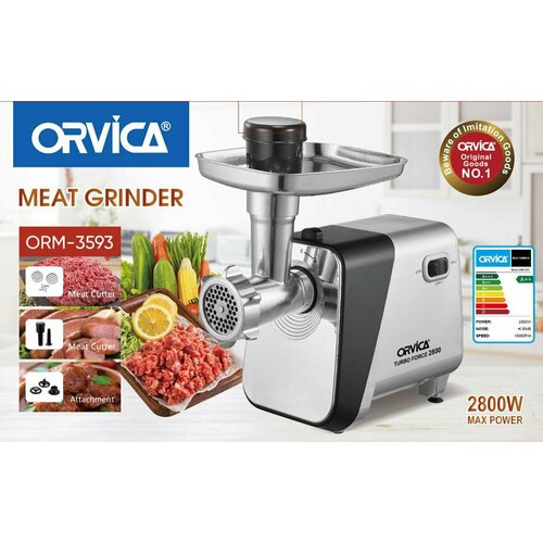 Мясорубка Orvica ORV-3593 с номинальной мощностью 700 Вт и 3 насадками 990000₽