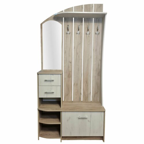 Прихожая комплект САША-14 от Фант-Мебель с зеркалом с обувницей шкафом и ящиками 100x210x374 см Крафт серыйКрафт белый 10060₽