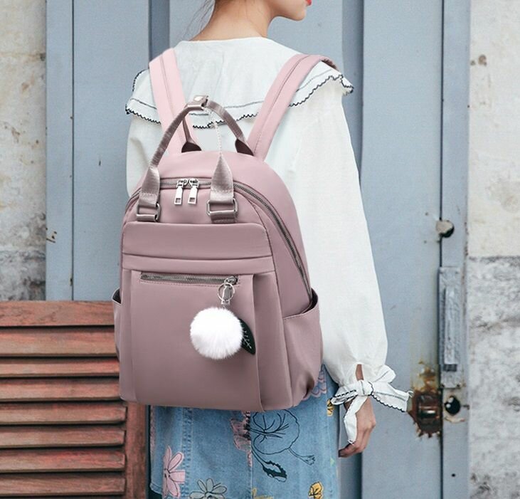 фото Женский рюкзак 37х29х12см тканевый серого цвета