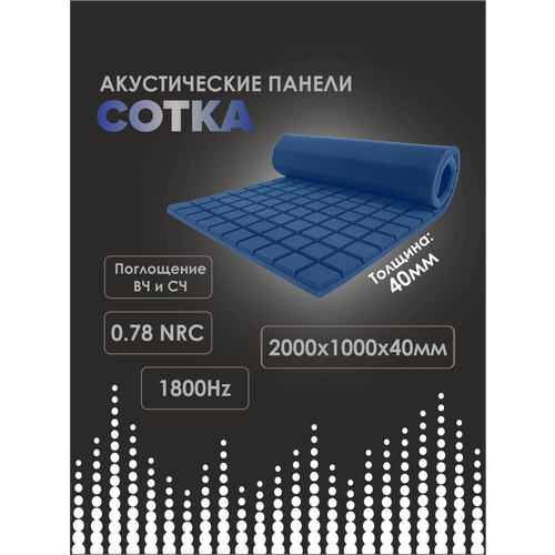 Акустический поролон Сотка / 2000х1000х40мм фиолетового цвета