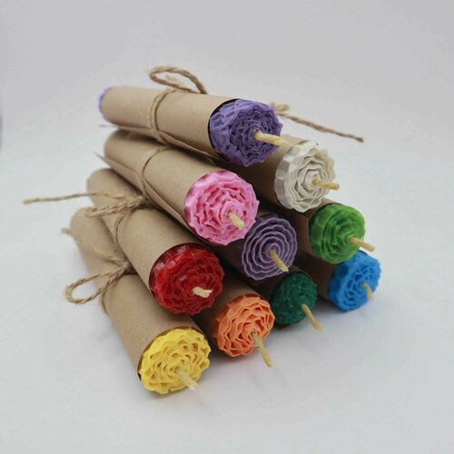 Набор разноцветных свечей из вощины, благое дело, 13 см, 10 штук