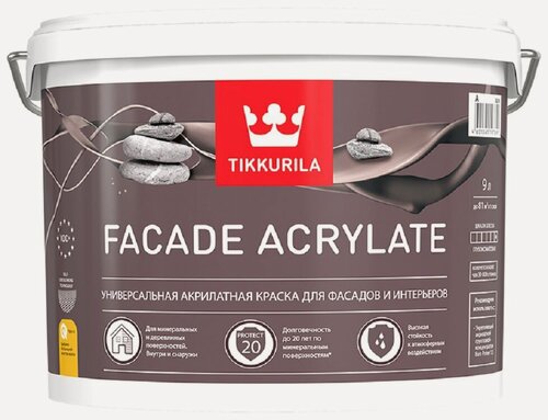 Изображение товара Краска фасадная Tikkurila Facade Acrylate A глубоко матовая 9л