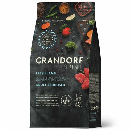 Сухой корм для кошек GRANDORF Fresh Cat STERILISED Turkey&Sweet Potato (Свежее мясо индейки с бататом для стерилизованных кошек)