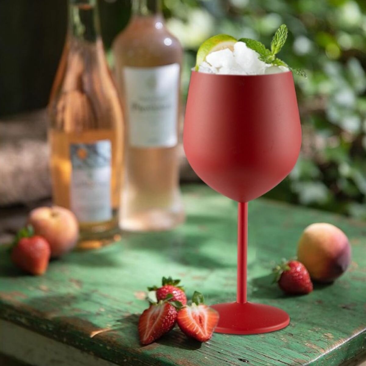 фото Бокал для вина металлический, красный 500 мл, 1 штука