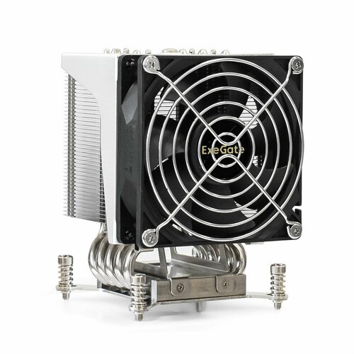 Кулеры для процессора EXEGATE ESNK-P0050AP4. PWM.4U.2011. Cu (Al+Cu, 4U, 5 тепл. трубок, LGA2011/2066, TDP 165W, Fan 80mm, PWM, 1900-3800RPM) серебристый, черный, серый, серебристый