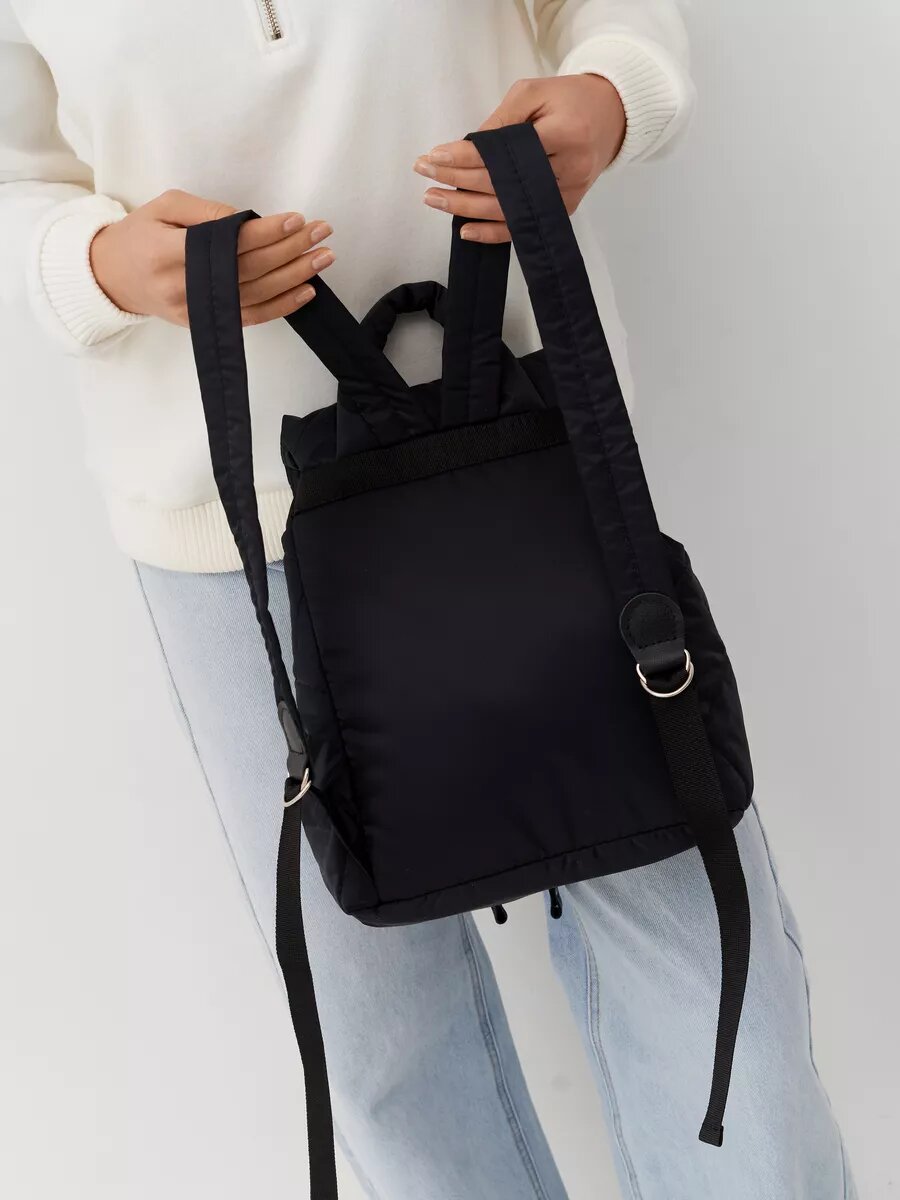 Рюкзак FABRIZIO CLUB маленький тканевый стеганый, фактура стеганая, чёрный — фото 1