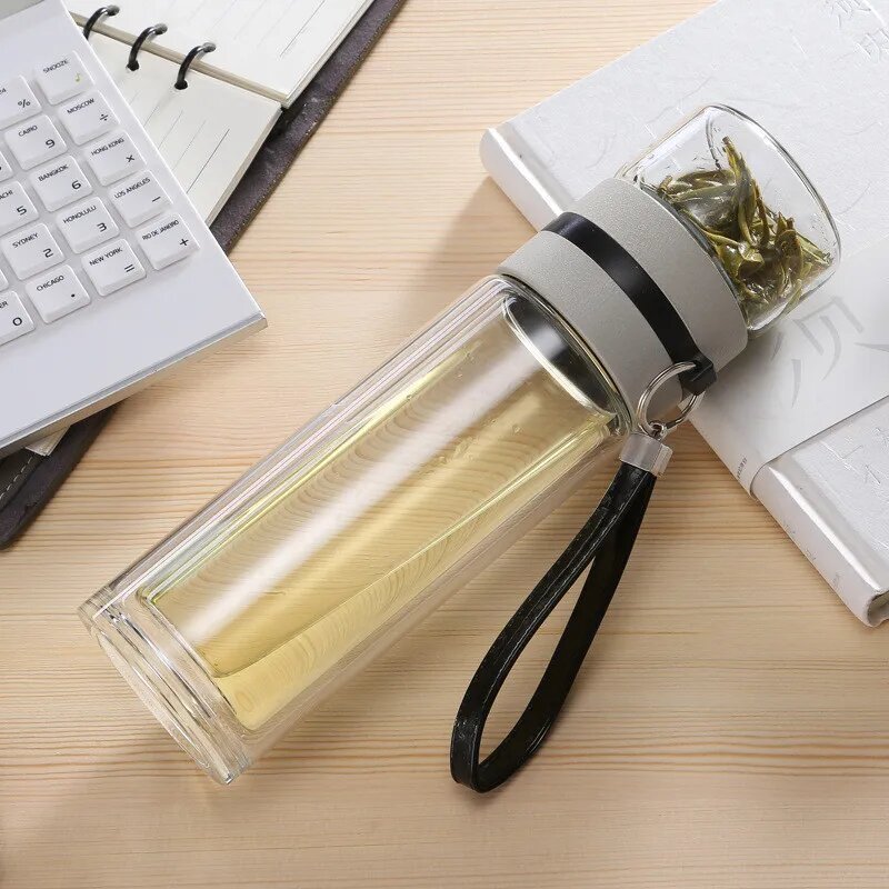 Стеклянная бутылка для чая BenRussell 300 мл, белый, 300ml — фото 1