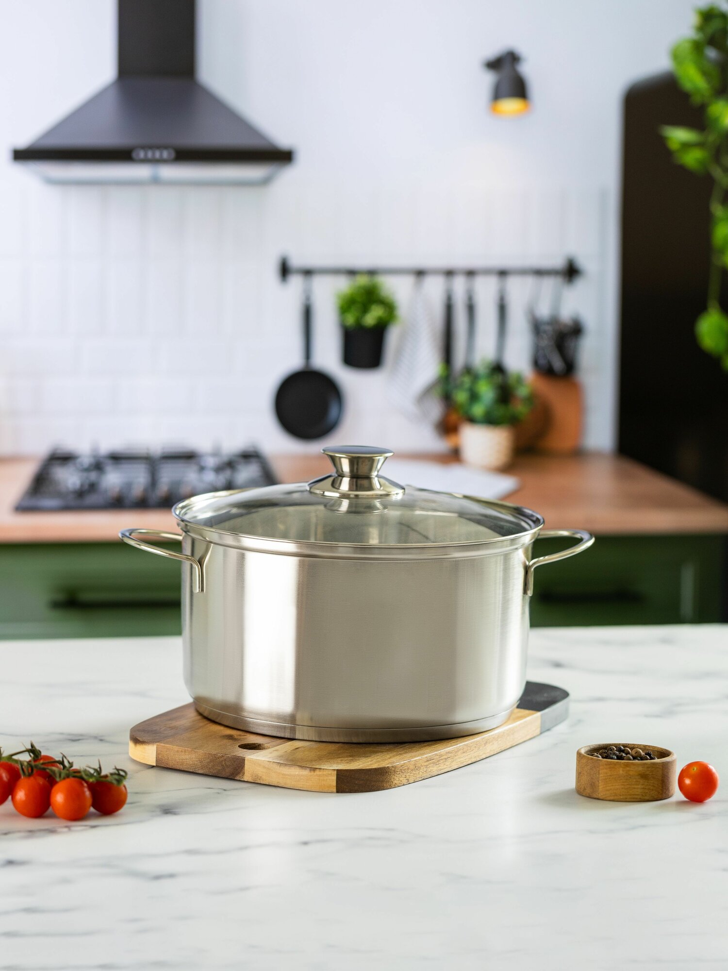 фото Кастрюля GASTRORAG PE22-12.5WH из нержавеющей стали с крышкой 4.5 л