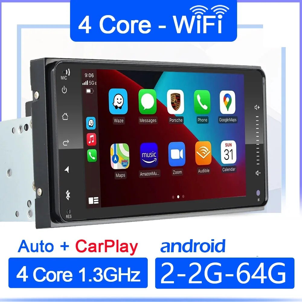 Универсальный Автомобильный мультимедийный радиоплеер CarPlay 2 din android 10, стерео для Toyota VIOS CROWN CAMRY HIACE PREVIA COROLLA RAV4, 2-2G 64G CarPlay