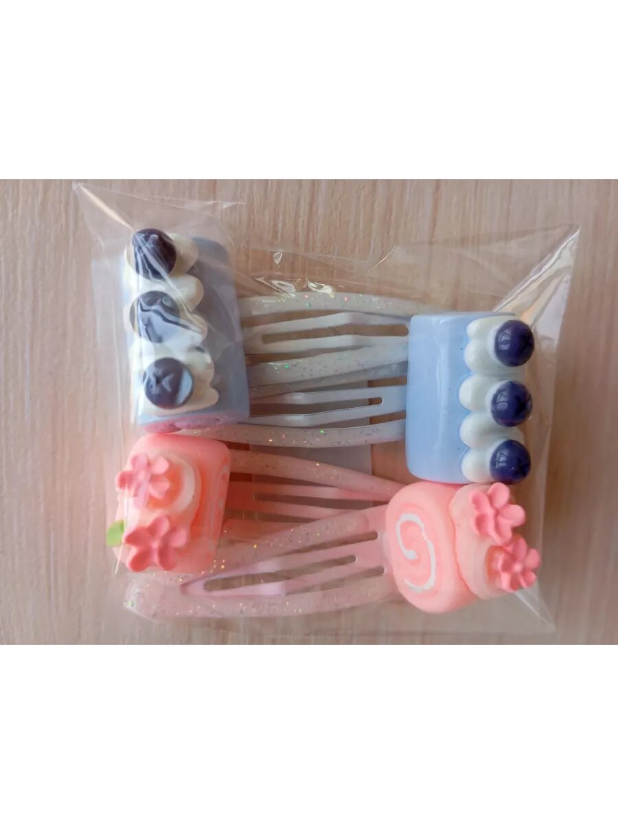 Набор заколок клик-клак пирожное 4 шт. — фото 1