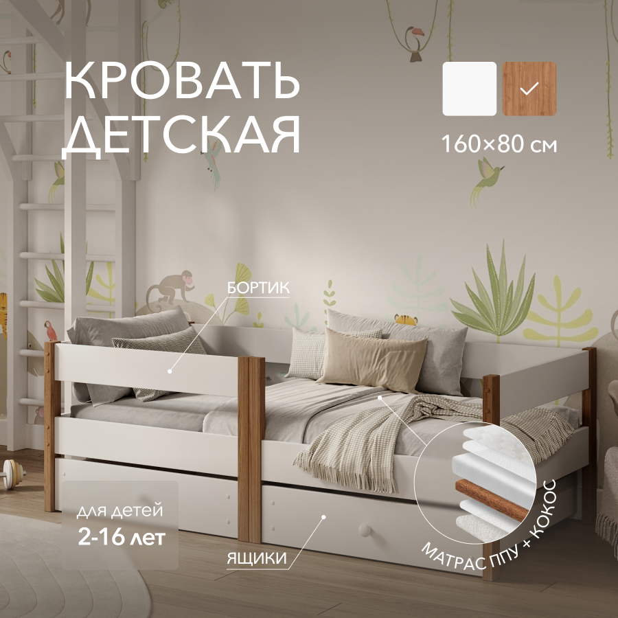 Детская кровать с ящиками...