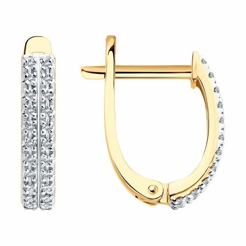 фото Серьги diamant, красное золото, 585 проба, бриллиант