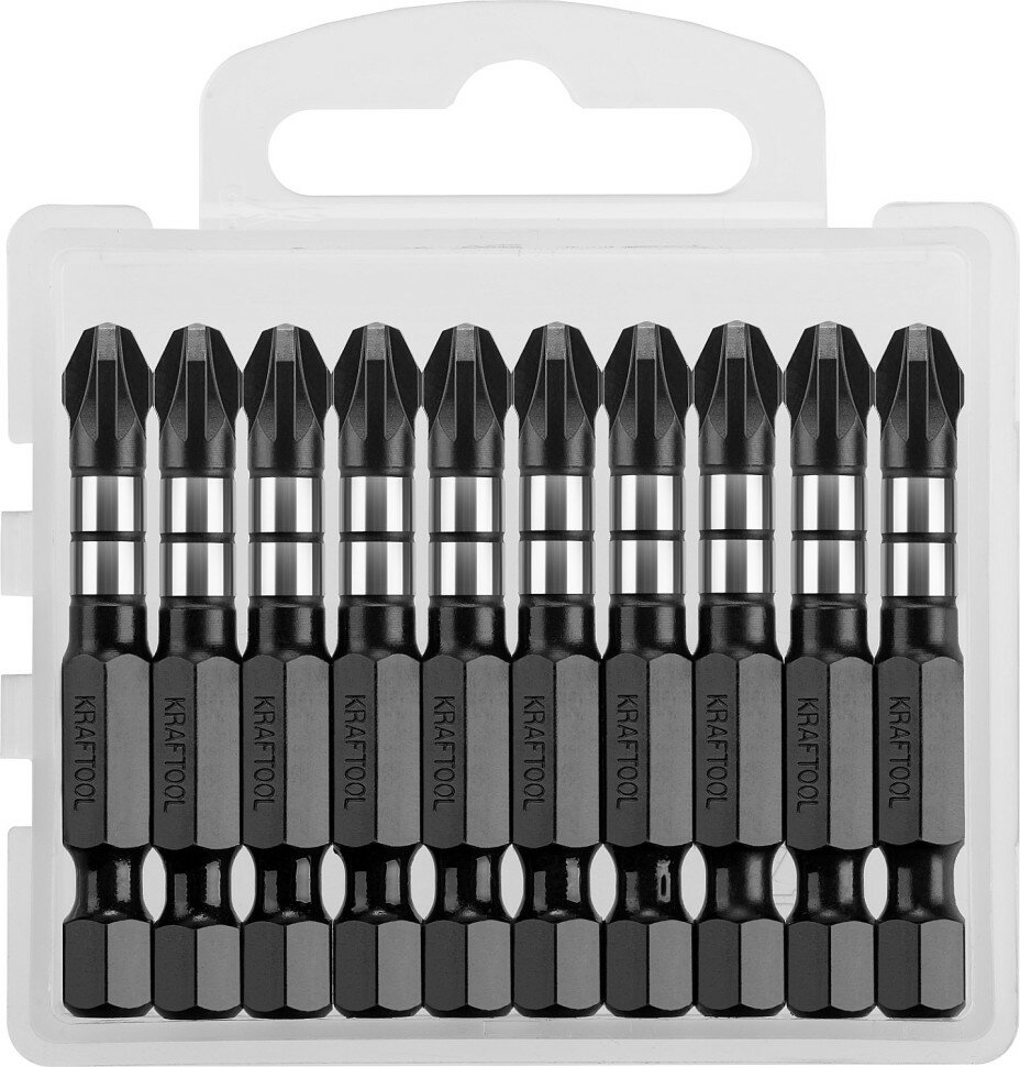 KRAFTOOL Биты KRAFTOOL Impact Pro, Pozidriv, тип хвостовика E 1/4", PZ3, 50мм, 10шт, в пластиковом боксе ( 26193-3-50-S10 )