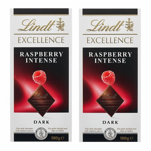 фото Шоколад темный с малиной lindt excellence raspberry (framboise) intense, 2 шт. по 100 гр. (франция)