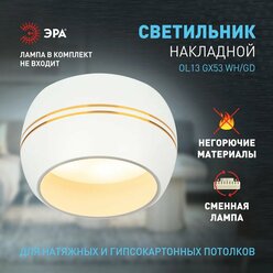 Светильник накладной ЭРА OL13 GX53 WH/GD потолочный IP20 15 Вт, белый/золотой