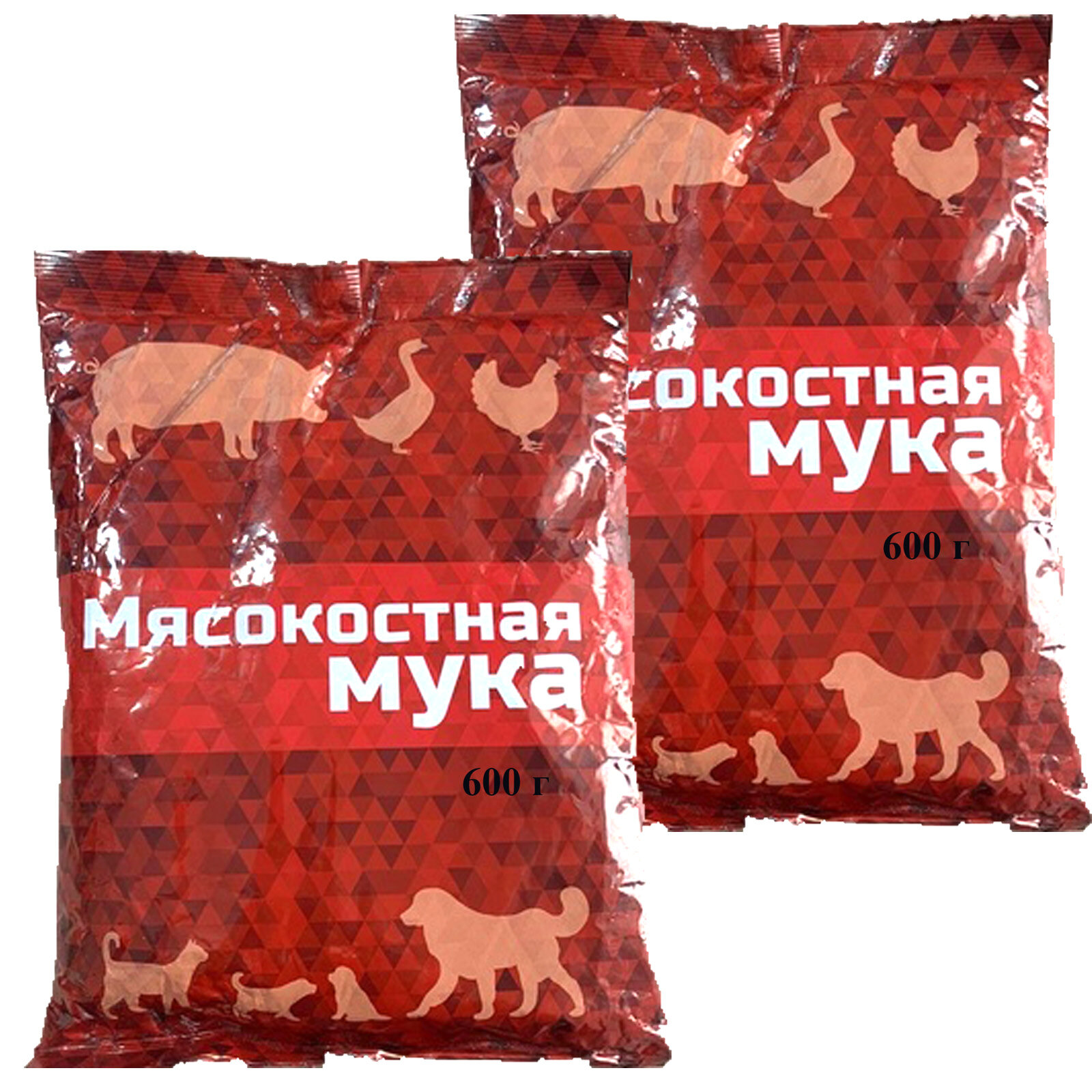 Мука мясокостная, кормовая добавка для с/х птиц и животных, 600 г х 2 шт