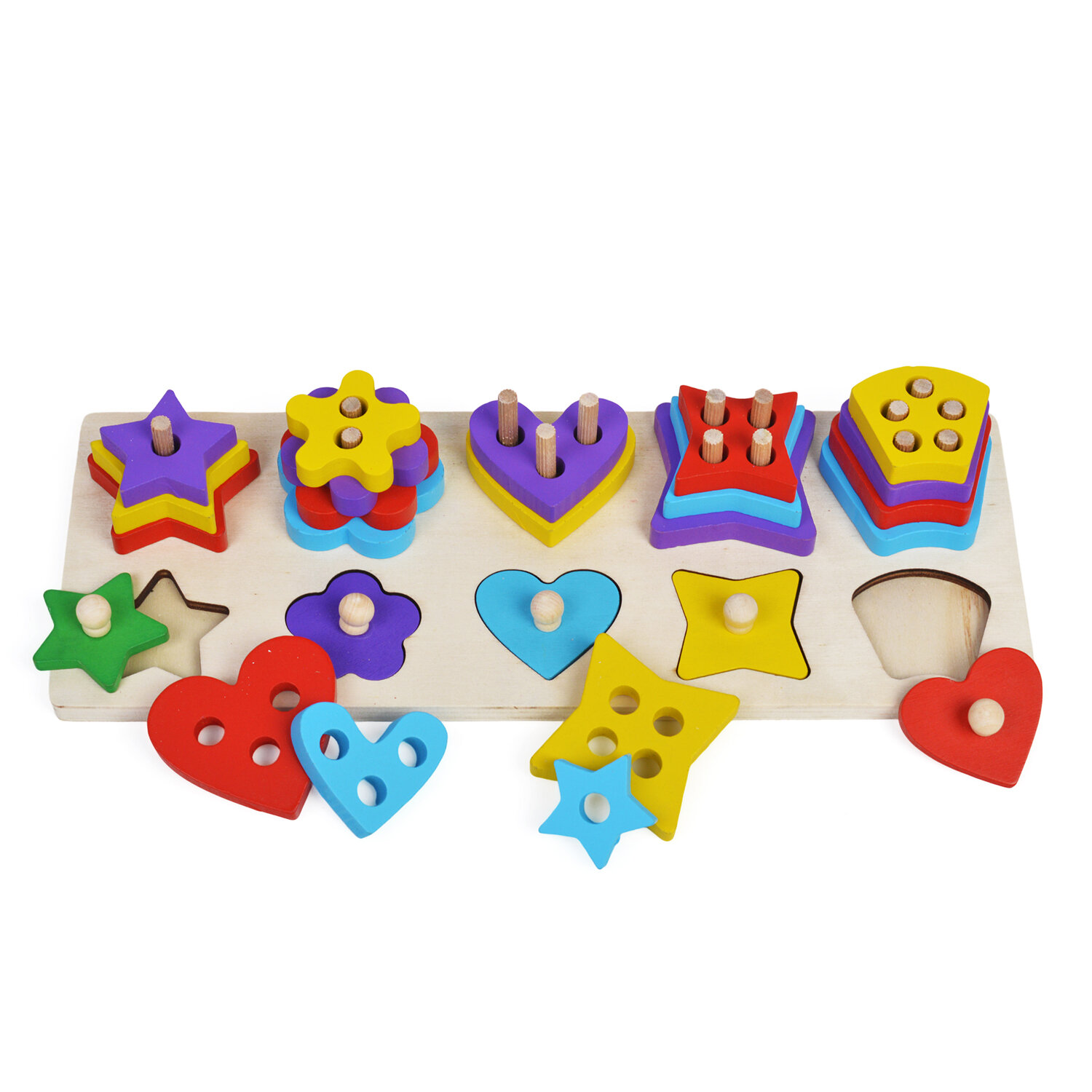 Пирамидка деревянная Сортер логический "Фигуры" для детей от 3-х лет.