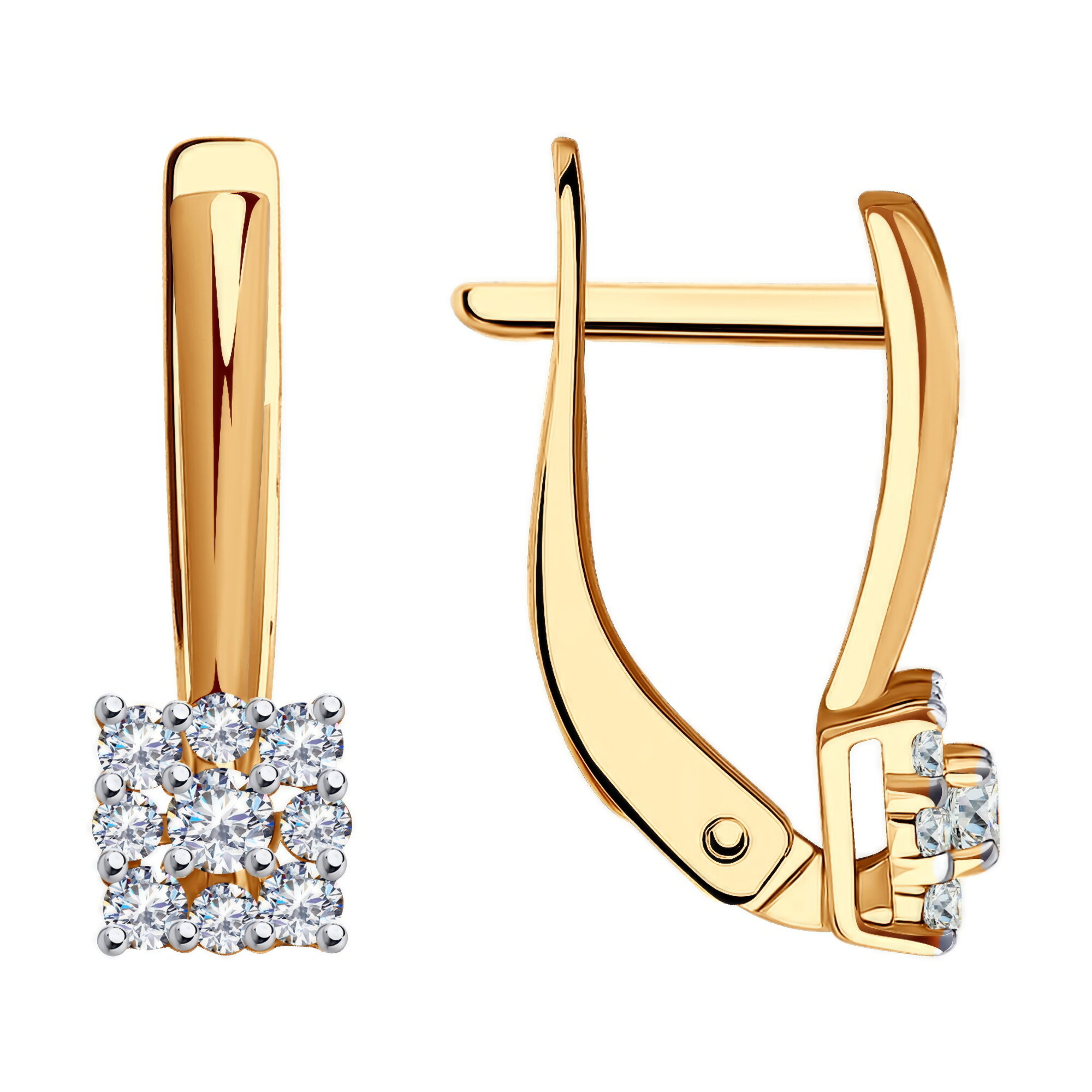 Серьги Diamant online, красное золото, 585 проба, фианит