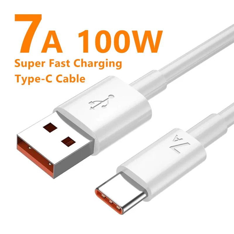 7A 100 Вт USB-кабель для сверхбыстрой зарядки типа C для Huawei Mate 60 50 Pro P60 Nova 9 10 Honor Xiaomi Redmi POCO USB C Шнур зарядного устройства, 7A Type C Cable, 0.25m