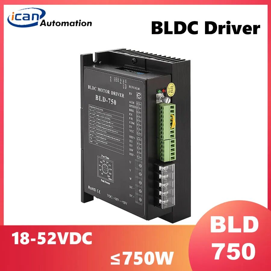Датчик Холла Ican 750 Вт BLD750, индивидуальный 3-фазный драйвер двигателя Bldc, 48 В, бесщеточный контроллер постоянного тока, BLD-750