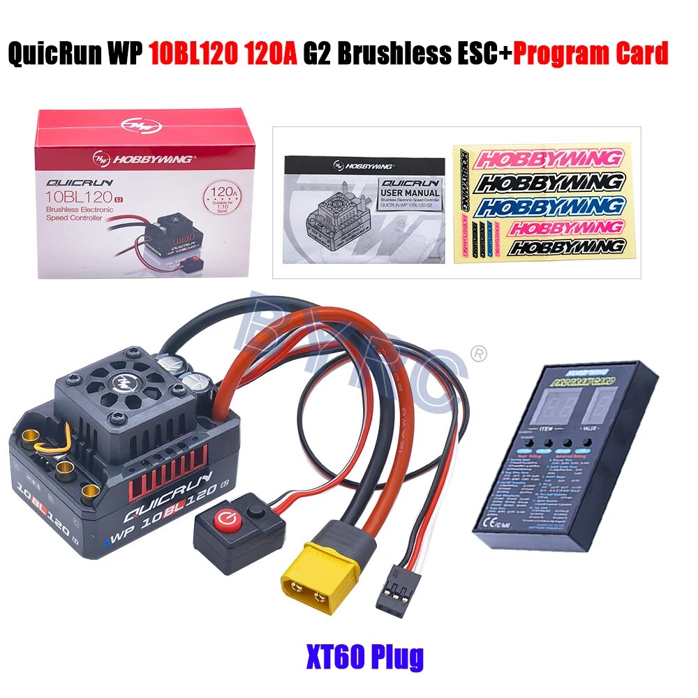 HobbyWing QuicRun 10BL120 G2 120A Водонепроницаемый регулятор скорости, ESC XT60 Card