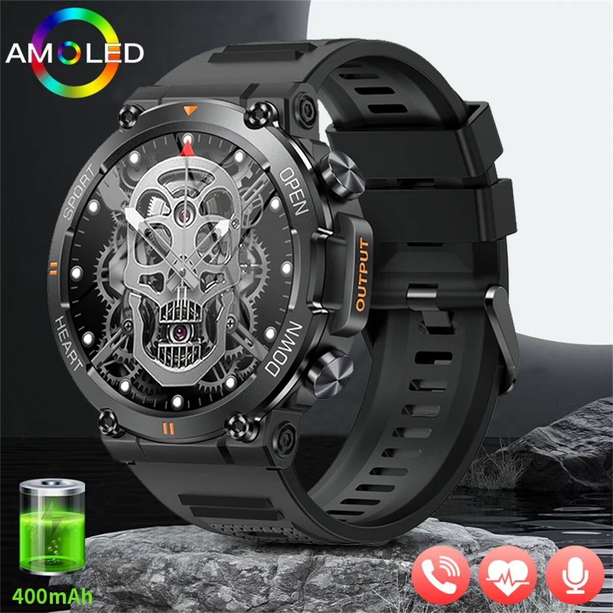 Смарт часы мужские WatchMe / Умные наручные круглые smart watch / Спортивные электронные водонепроницаемые фитнес часы для телефона смартфона