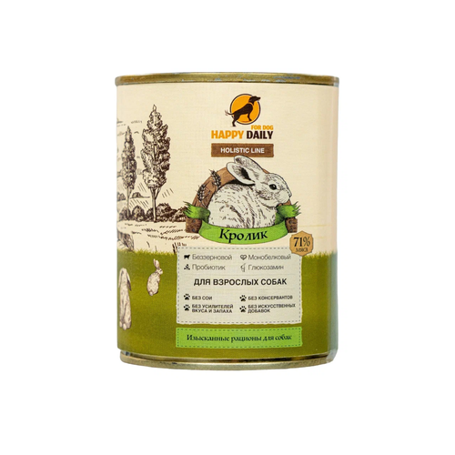 Влажный корм для собак Happy Daily Holistic line с кроликом 340 г 240₽
