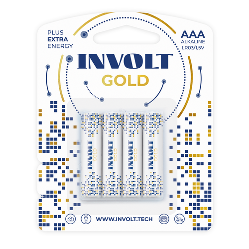 Батарейки INVOLT GOLD, щелочные, AAA, для профессиональных и бытовых устройств