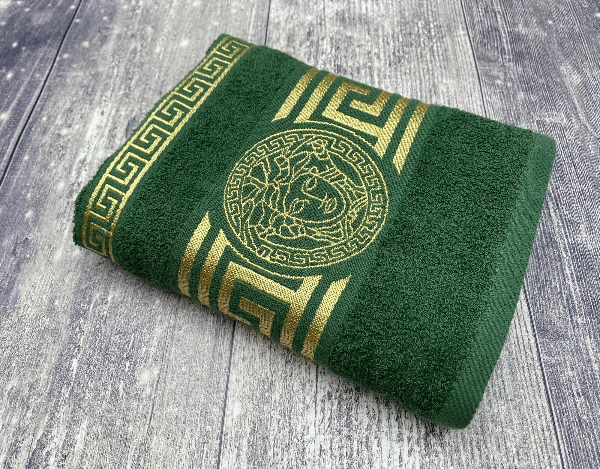 Полотенце махровое большое банное, для ванны, для бассейна в подарок на 23 февраля, День Рождения, на 8 марта Андрия Зеленое 100*140 см