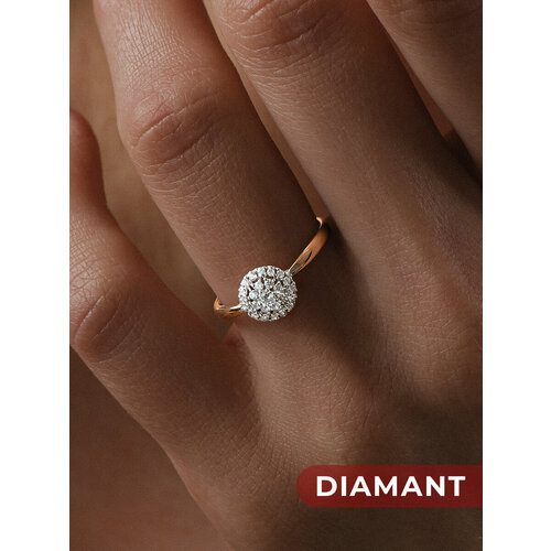 фото Кольцо diamant, красное золото, 585 проба, фианит, размер 17.5, бесцветный
