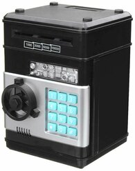 Копилка-сейф для денег / электронный банкомат с купюроприемником и кодовым замком, черный