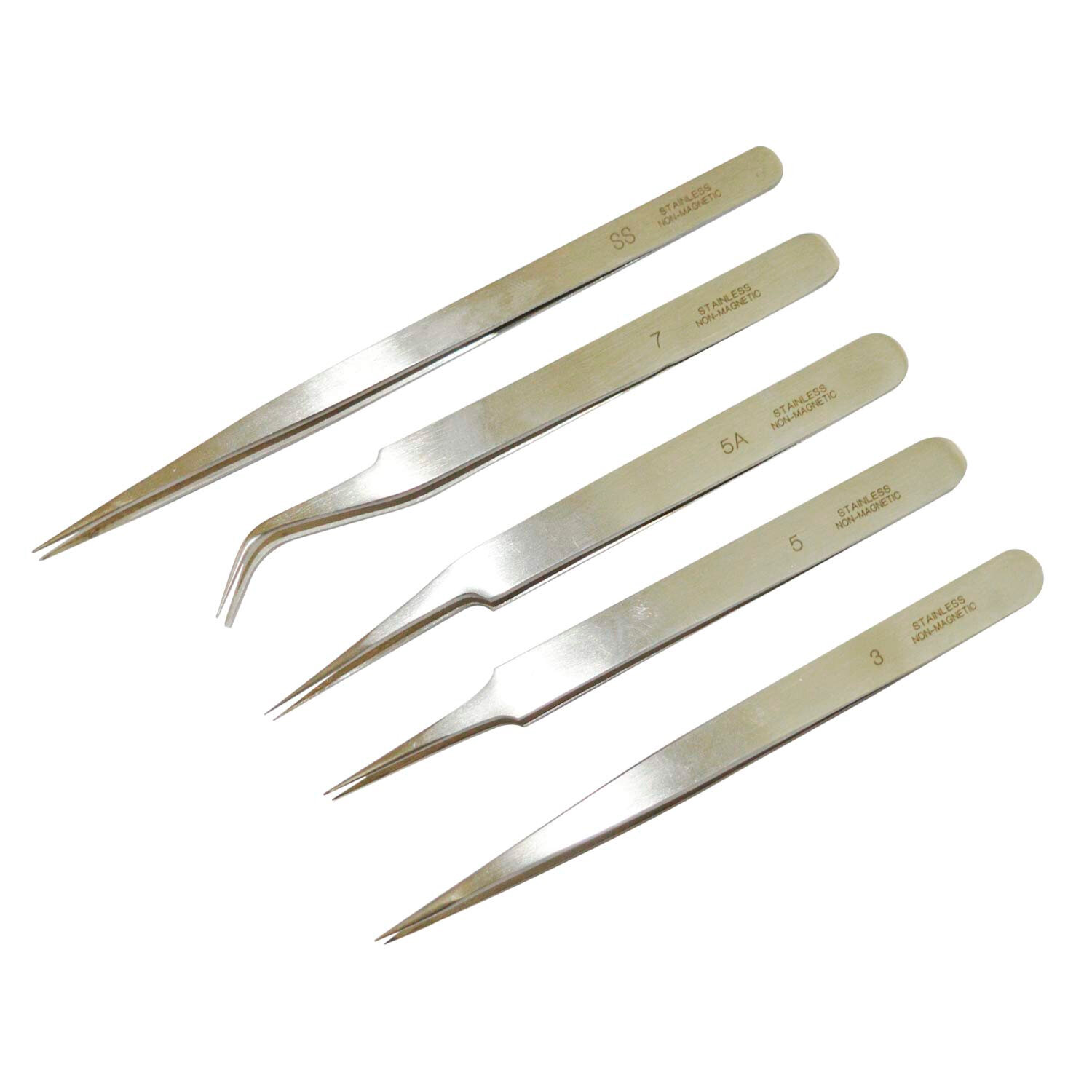 Набор пинцетов 5 шт. ювелирные из нержавеющей стали антимагнитных