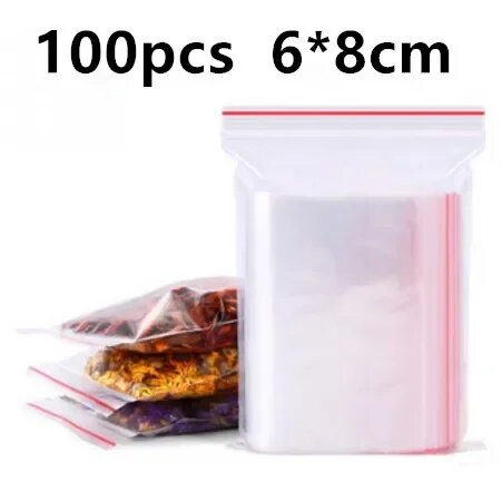Прозрачные пакеты zip lock Leotrusting 50 микрон 100 шт, 6x8cm, 100PCS
