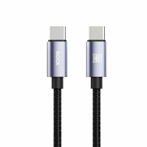 Кабель зарядный ROCK Deep Indigo Series C TO C 60W Fast Charge Data Cable 1.2 метра черный