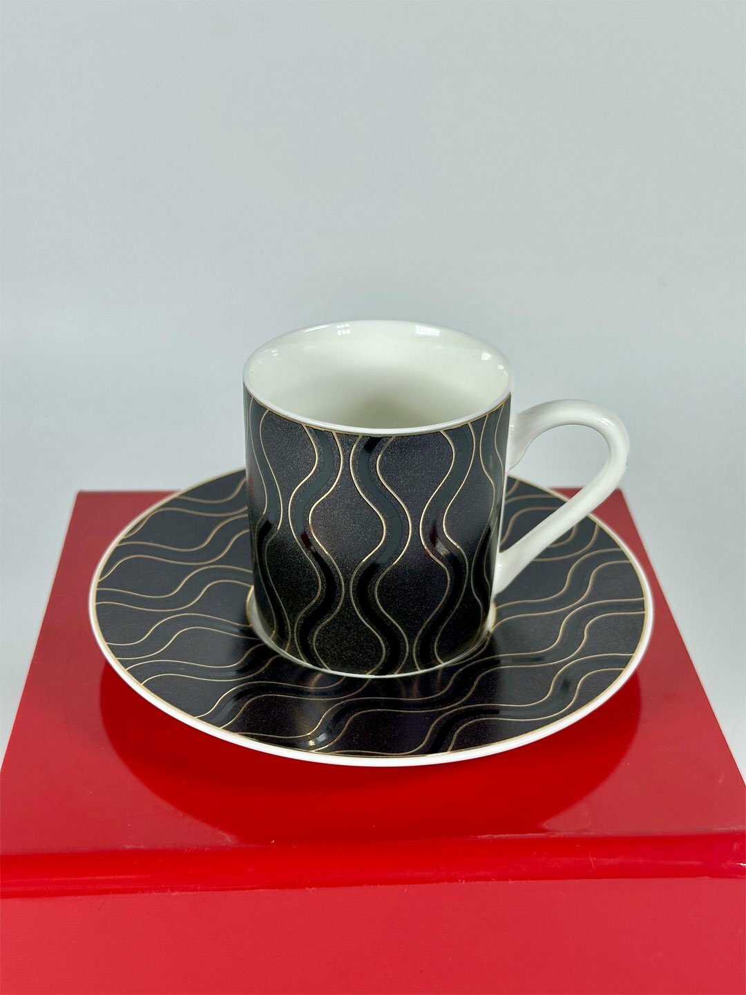 Кофейный набор "O.M.S. Collection", из фарфора, 12 предметов, 6 персон, 100 мл, Черный — фото 1