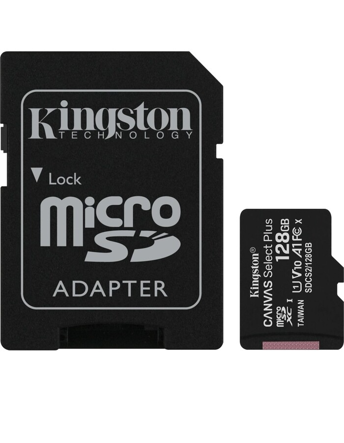 Карта памяти Micro SD 128 Гб - Карта памяти с переходником micro SD card + adapter / для телефона видеорегистратора — фото 1