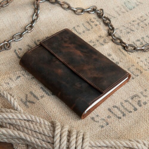 Изображение товара Кожаный блокнот на кольцах А5 с кармашками для карточек и ручек.