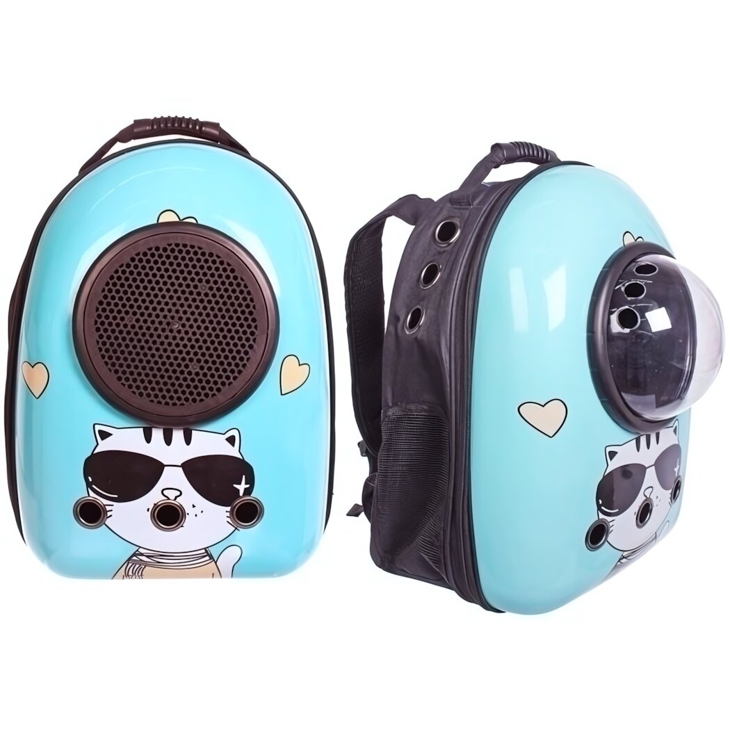 Рюкзак - переноска для животных «любимый БРО», цвет голубой, 30*29*42см/до 12кг (Пакет и Лейбл)