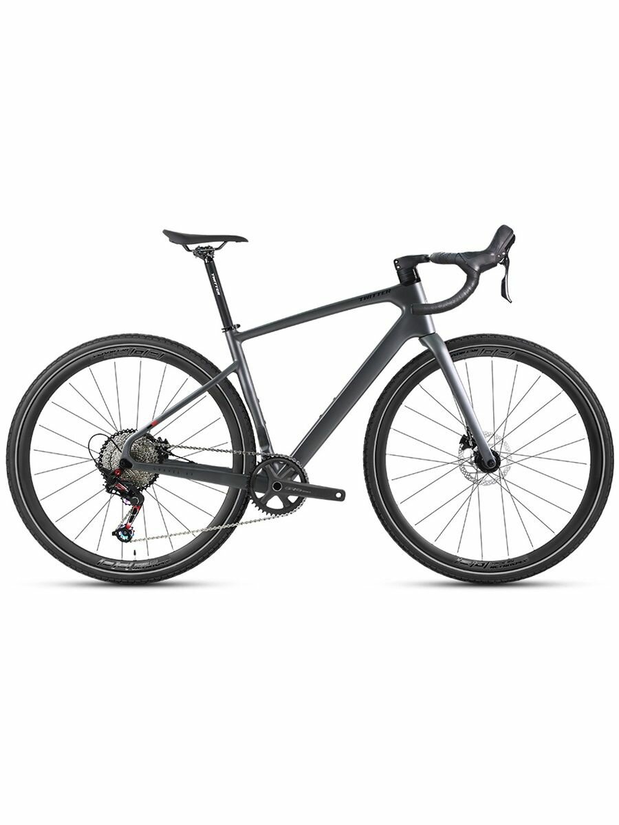 Велосипед Twitter Gravel V1 Full-hydr Carbon, 9.6 кг, 700х40с гравийный шоссейный, рамка 51 см 12 скоростей, темно-серый