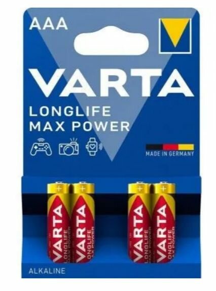 Батарейка VARTA Longlife Max Power LR03 AAA, 4 штуки (4 штуки в одном блистере)