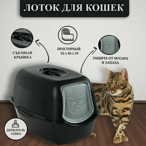 Туалет для кошек Rotho Bailey 56*40*39 черный
