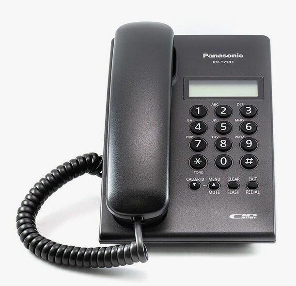 Телефон проводной Panasonic KX-T7703/09X с определителем номера Caller ID черный