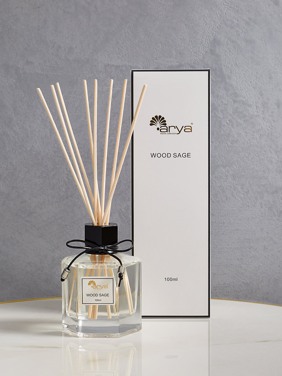 Диффузор ароматический с палочками для дома от бренда Arya home Reed Wood Sage 100 мл