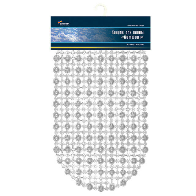 Коврик для ванны Комфорт 36х65см антискользящий прозрачный
