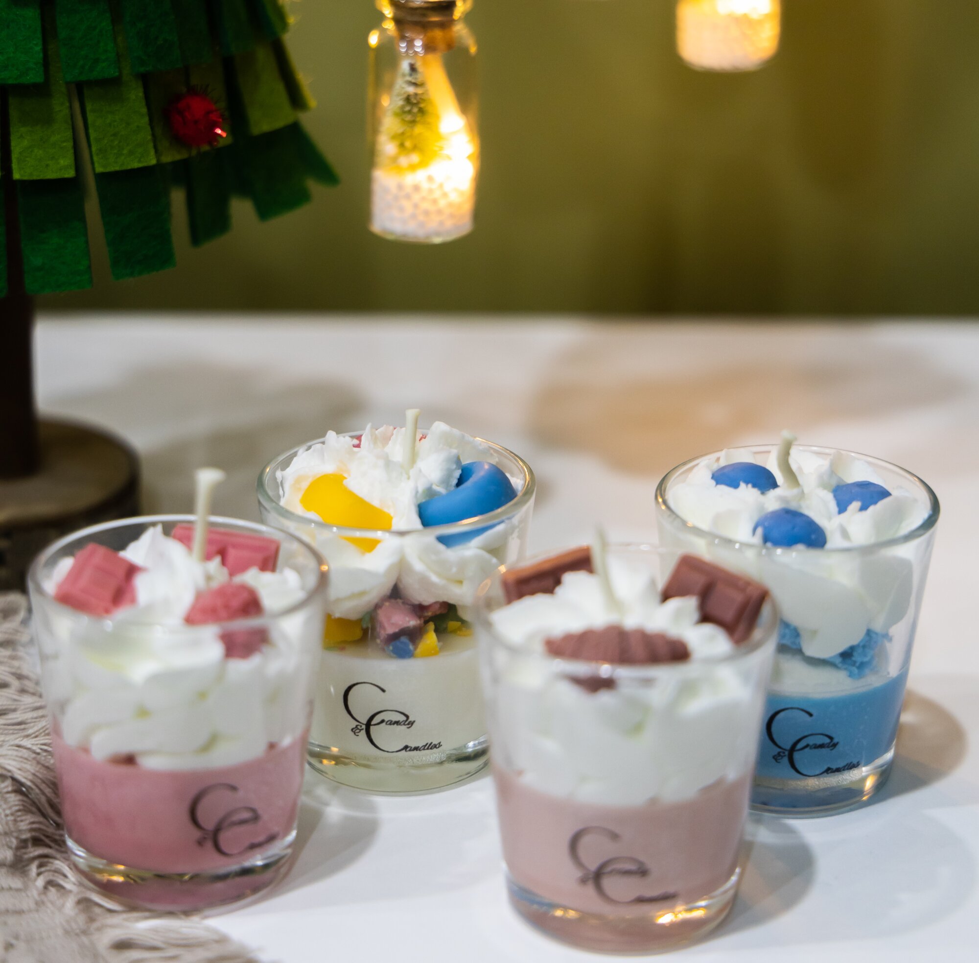 Набор ароматических свечей "Ваниль/Баблгам/Малина/Шоколад" 4 шт по 50 мл