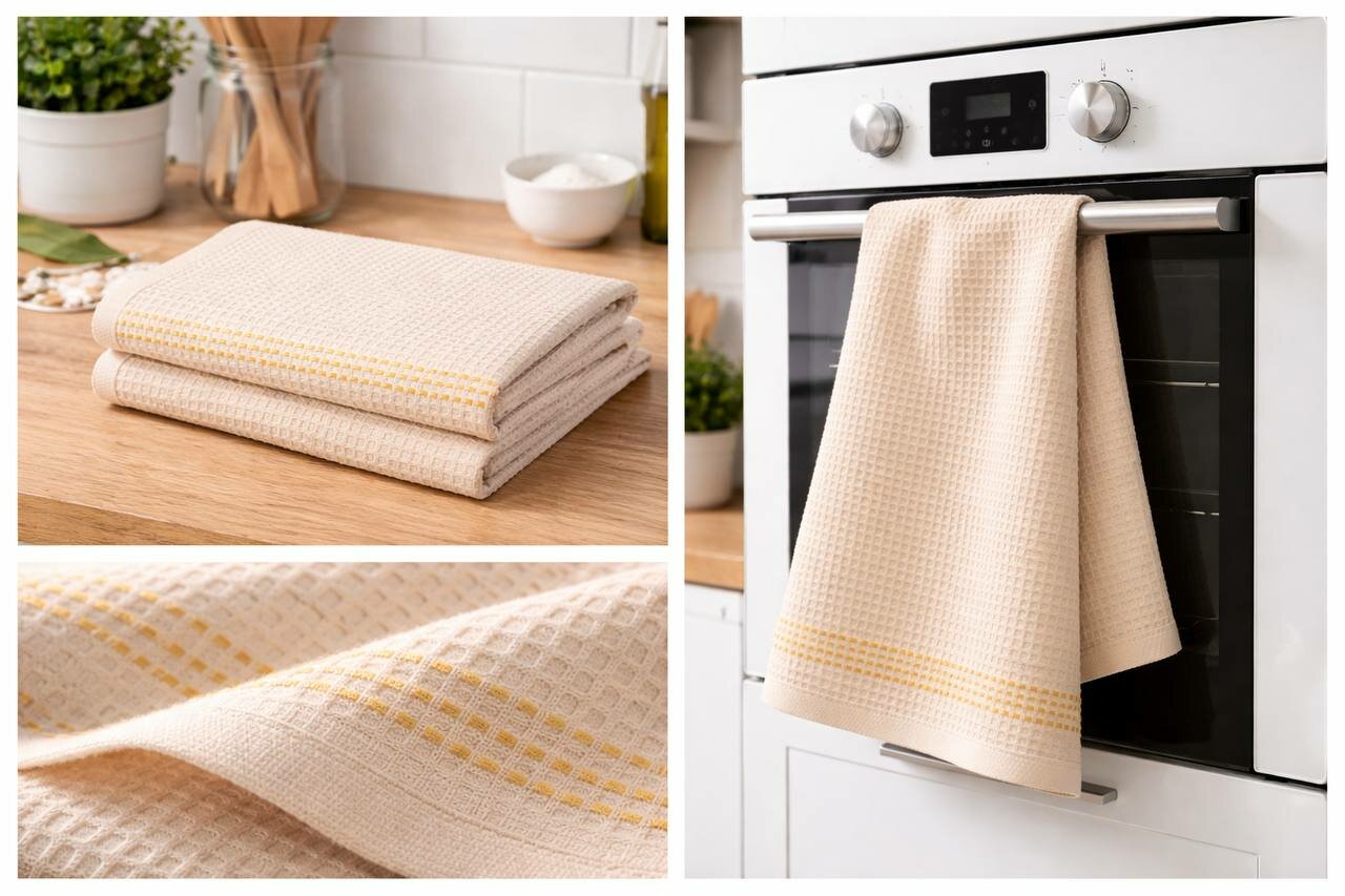 Салфетка кухонная вафельная хлопковая, практичная и удобная, 60×40 см